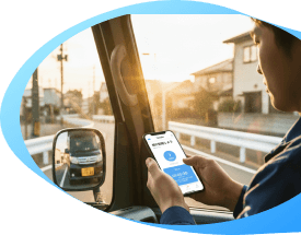 タスカルを使用中の軽貨物自動車の運転手